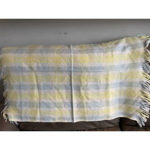 Vtg Pata Cake Japan Pastel Plaid Fringe %100 Acrylic Baby Blanket plaid waffle
